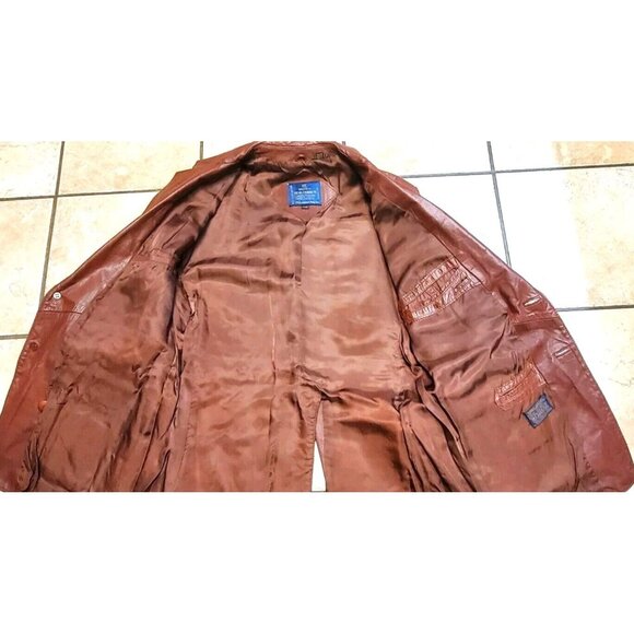 Nino Cerruti Leather Jacket 44R Rust/Brown